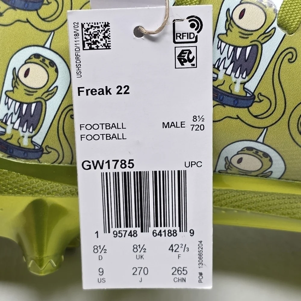 Adidas Freak 22 X The Simpsons Football Cleats Kang Kodos GW1785 Mens Size 9 New